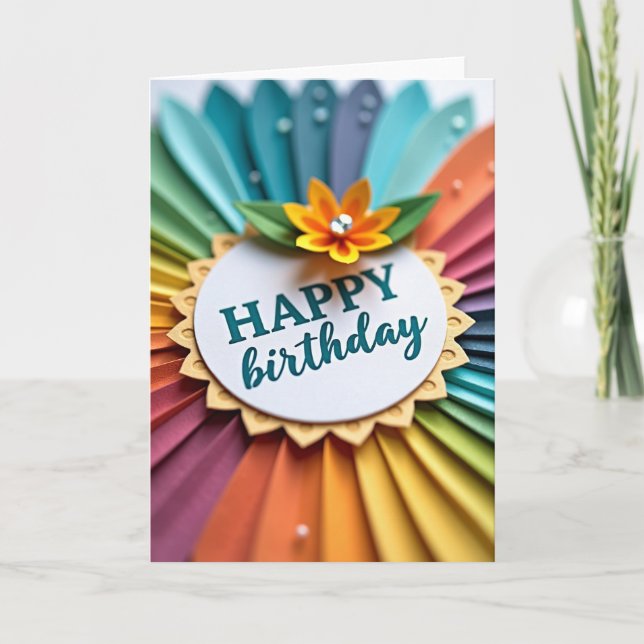 Carte d'anniversaire à médaillon festonné (Devant)