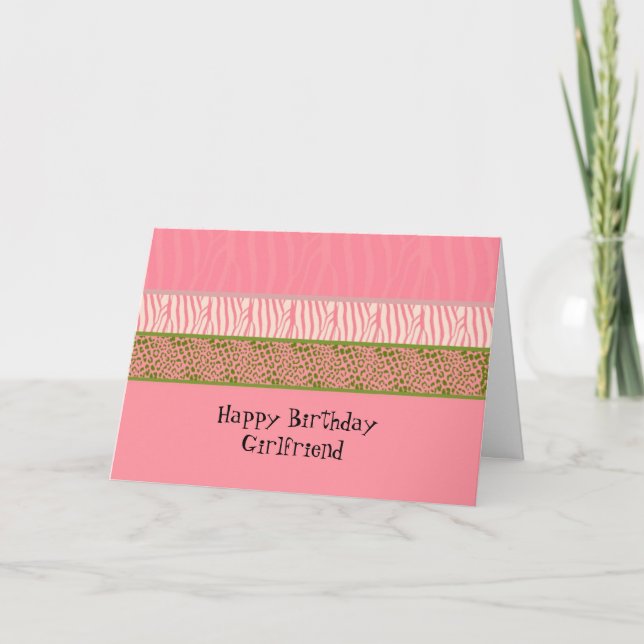 Carte d'anniversaire à motif animal rose (Devant)