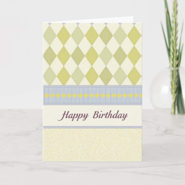 Carte d'anniversaire à motif argyle (Devant)