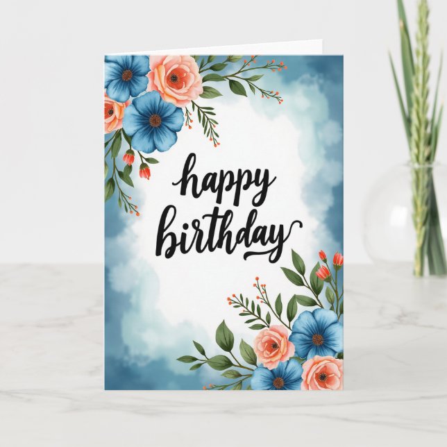 Carte d'anniversaire à motif de baie scripté (Devant)