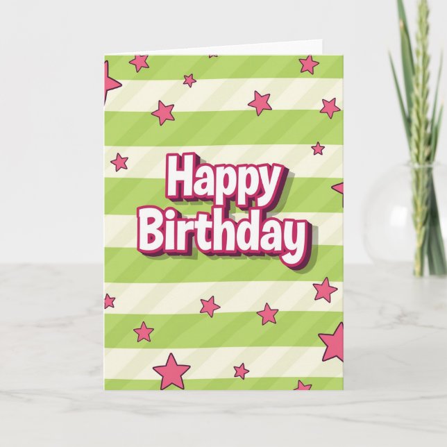 Carte d'anniversaire à motif fuchsia (Devant)
