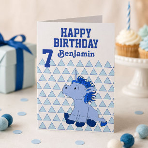 Carte d'anniversaire à motif triangulaire Licorne