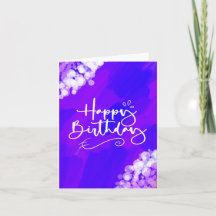 Carte d'anniversaire à motif violet vif et scintil