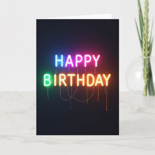 Carte d'anniversaire à néon lumineux