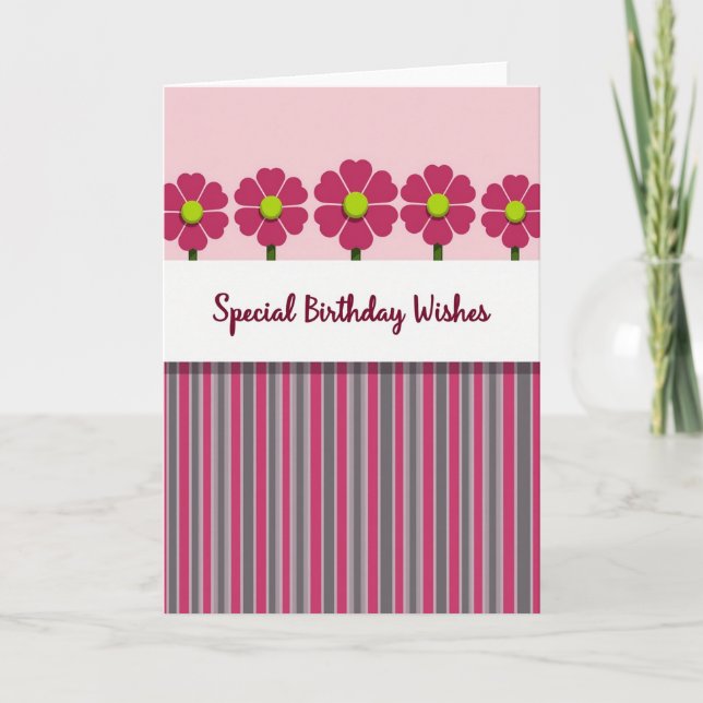 Carte d'anniversaire à pétale de cœur (Devant)