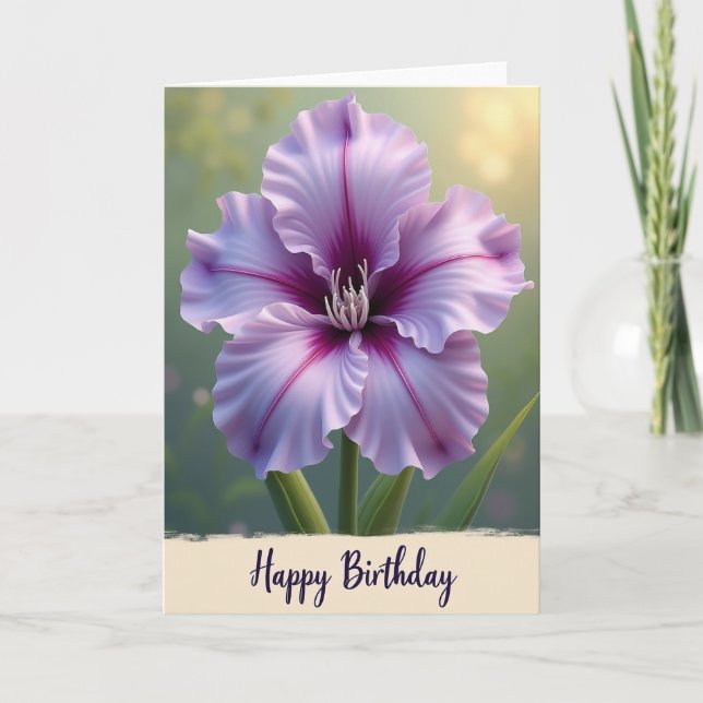 Carte d'anniversaire à pétale de fuchsia (Devant)