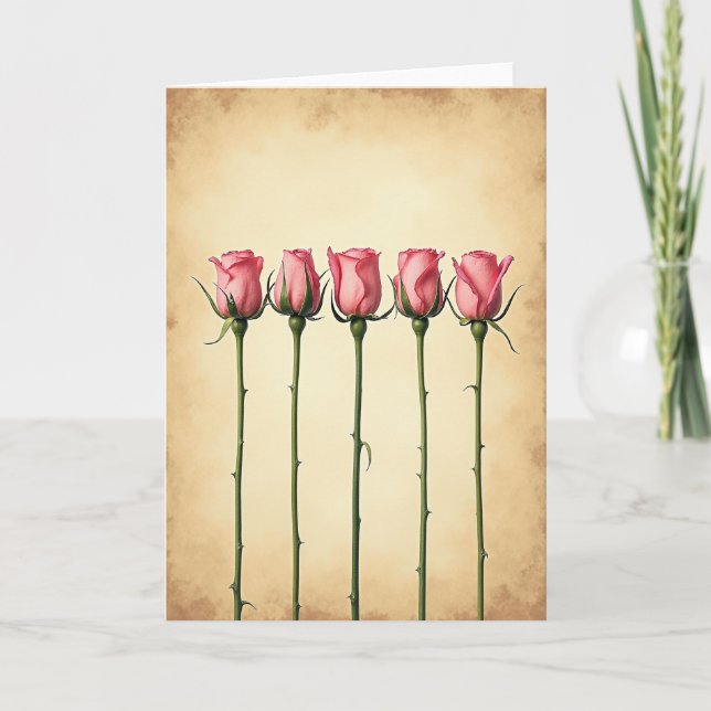 Carte d'anniversaire à pétale de rose (Devant)