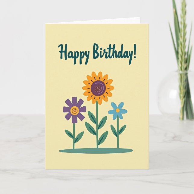 Carte d'anniversaire à pétale orange (Devant)