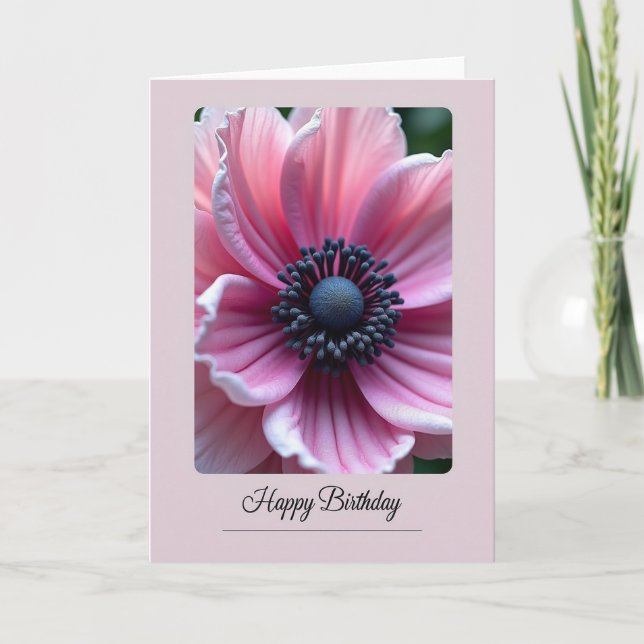 Carte d'anniversaire à pétale rose (Devant)