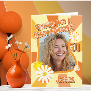 Carte d'anniversaire à photo unique de style rétro