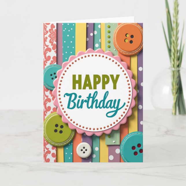 Carte d'anniversaire à plaque festonnée (Devant)
