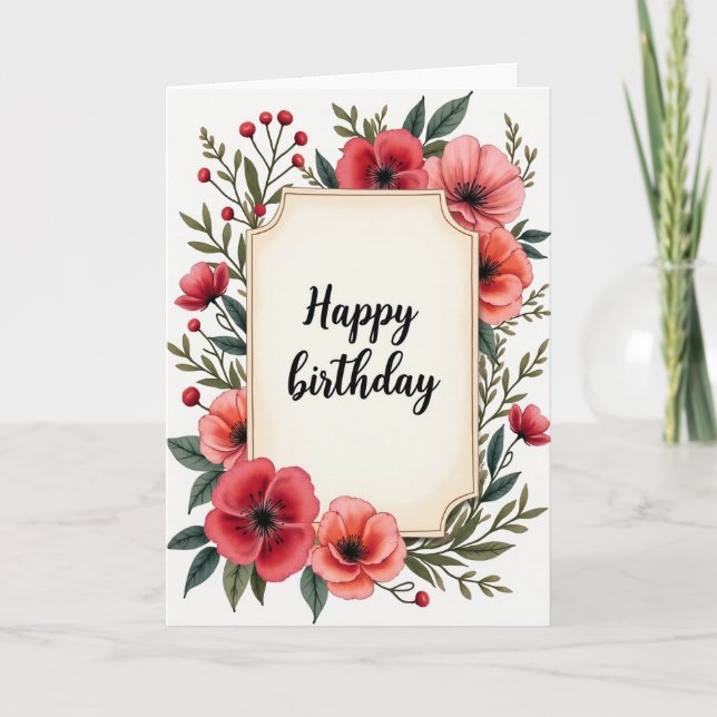 Carte d'anniversaire à plaque ornée (Devant)