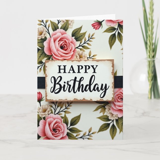 Carte d'anniversaire à plaque rustique (Devant)