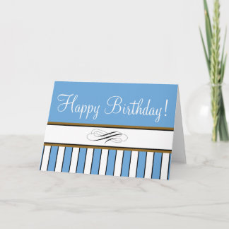 Carte d'anniversaire à rayures bleues