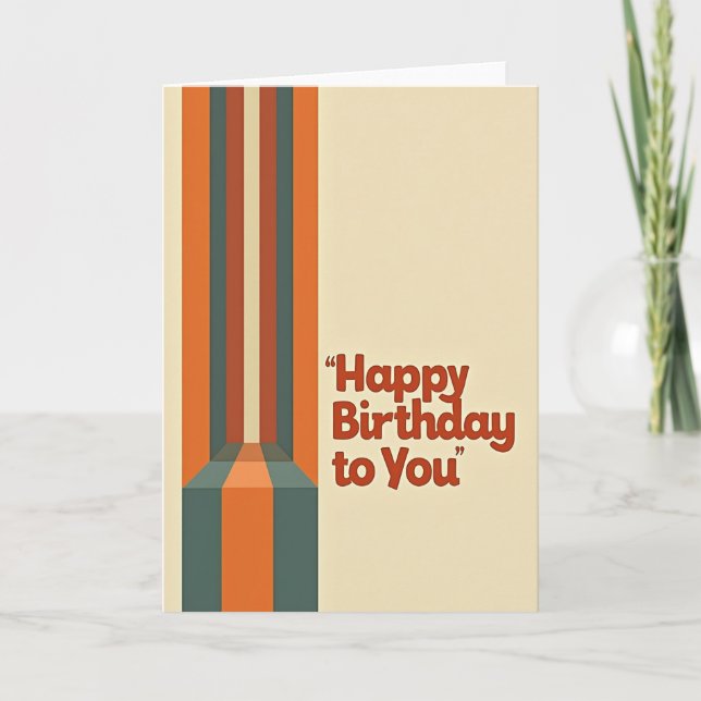 Carte d'anniversaire à rayures rétro (Devant)