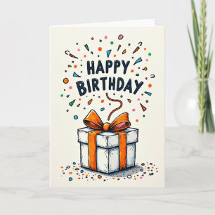 Carte d'anniversaire à ruban orange