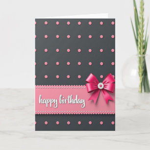 Carte d'anniversaire à ruban rose