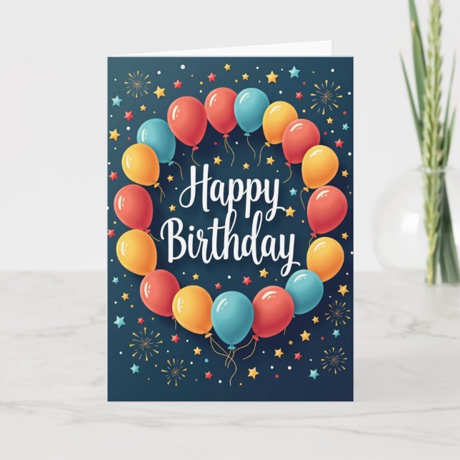 Carte d'anniversaire à scénario bleu (Devant)