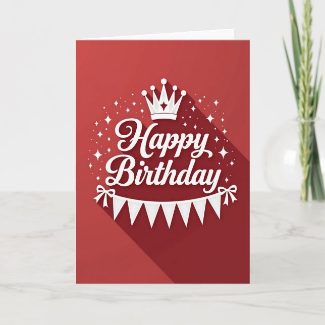 Carte d'anniversaire à script rouge (Devant)