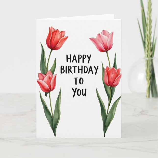 Carte d'anniversaire à symétrie florale (Devant)