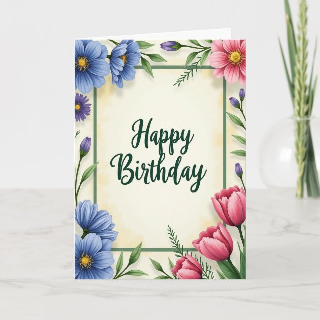 Carte d'anniversaire à texture peinte (Devant)