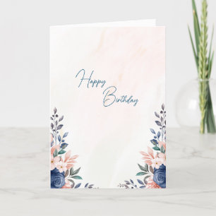 Carte d'anniversaire à thème Fleurs bleues