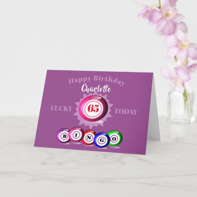 Carte d'anniversaire à thème Lucky Number Bingo (Orchidée)