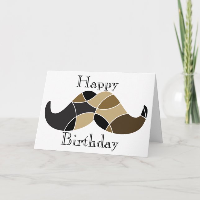 Carte d'anniversaire à thème Moustache (Devant)