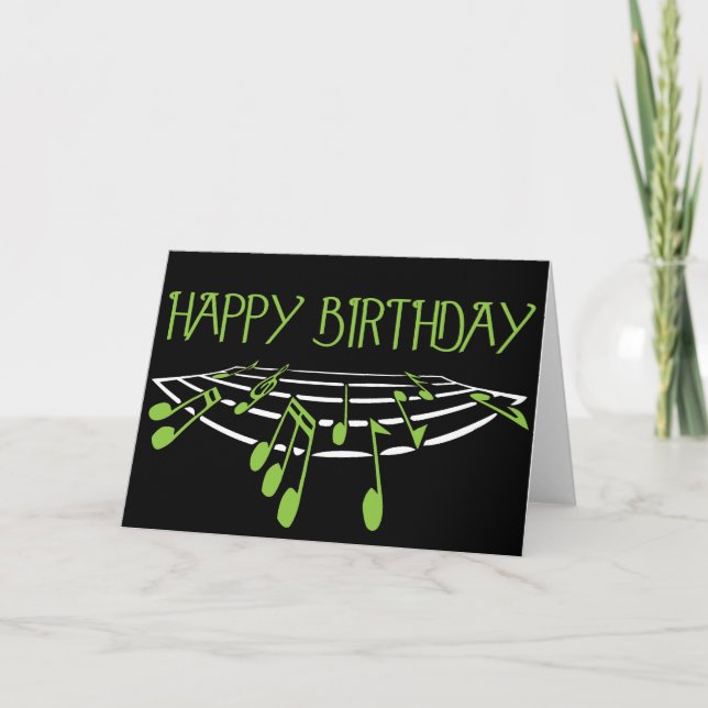 Carte d'anniversaire à thème musical - Vert (Devant)