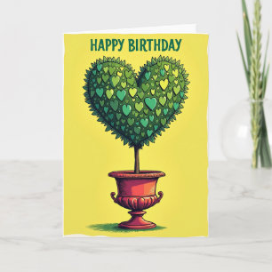 Carte d'anniversaire à topiaire verte