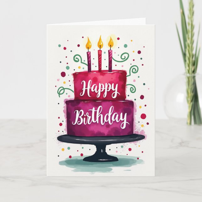 Carte d'anniversaire à tourbillon de bougie (Devant)