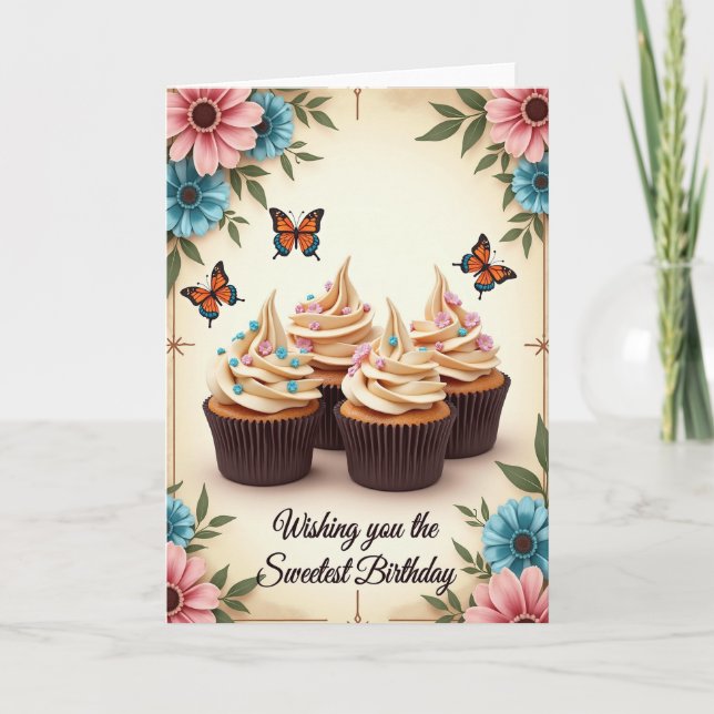 Carte d'anniversaire à tourbillon de vanille (Devant)