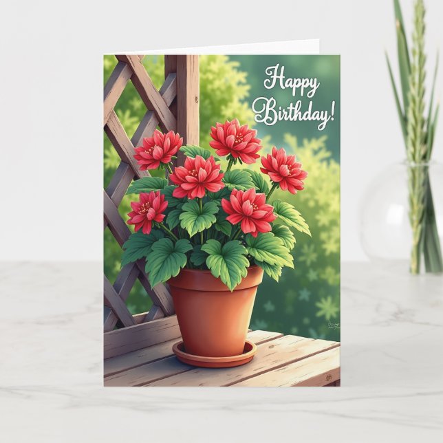 Carte d'anniversaire à treillis rustique (Devant)
