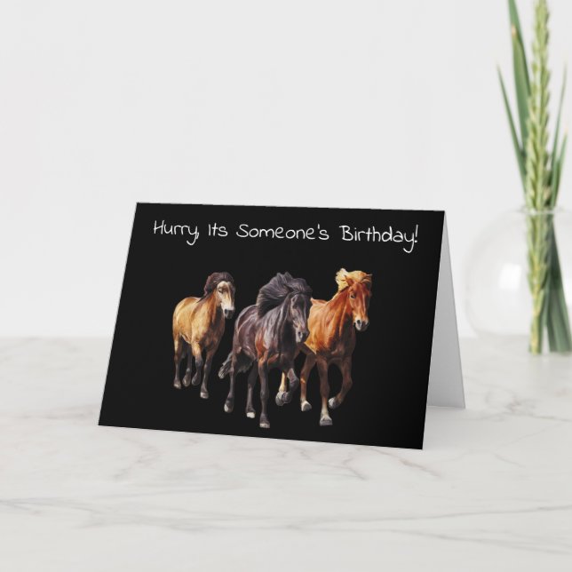 Carte d'anniversaire à trois chevaux (Devant)