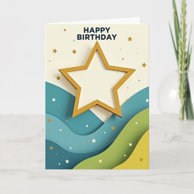 Carte d'anniversaire à vagues superposées (Devant)