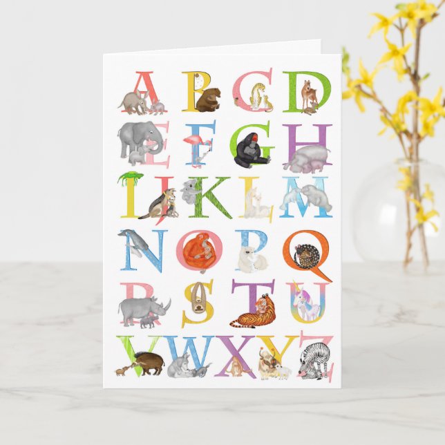 Carte d'anniversaire ABC de l'animal (Fleur jaune)