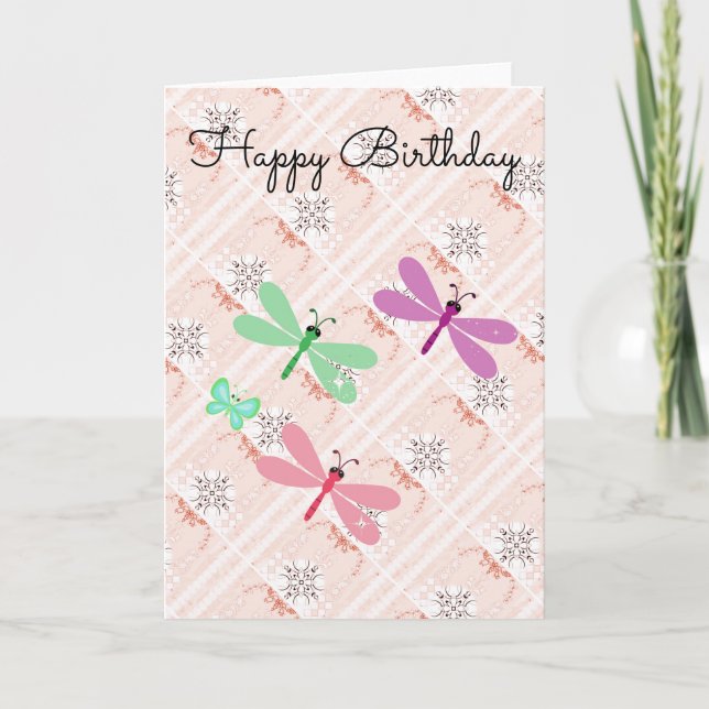 Carte d'anniversaire Abstraite cool de libellules (Devant)