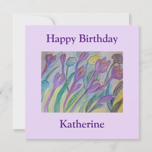 Carte d'anniversaire Abstraite Crocus Flat Spring (Devant)
