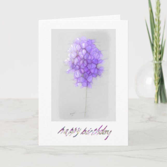 CARTE D'ANNIVERSAIRE ABSTRAITE DE FLEURS DE MAUVE (Devant)