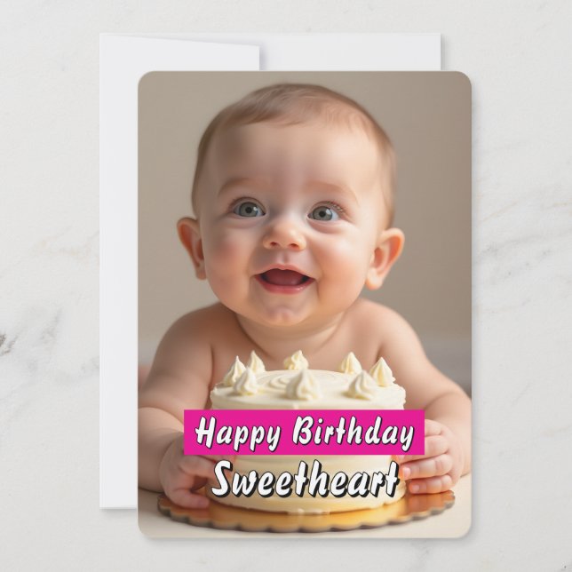 Carte d'anniversaire adorable pour bébé - Téléchar (Devant)