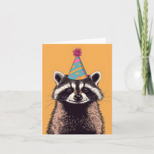 Carte d'anniversaire adorable Raccoon - Fun Party