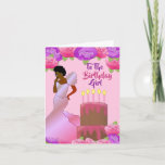 Carte d'anniversaire afro-américaine Fly Sister<br><div class="desc">Cette belle et élégante carte d'anniversaire présente des roses roses et violets,  et une afro-américaine en robe rose. Obtenez ces cartes d'anniversaire chic et mignonnes pour votre soeur et mettez un sourire sur son visage.</div>