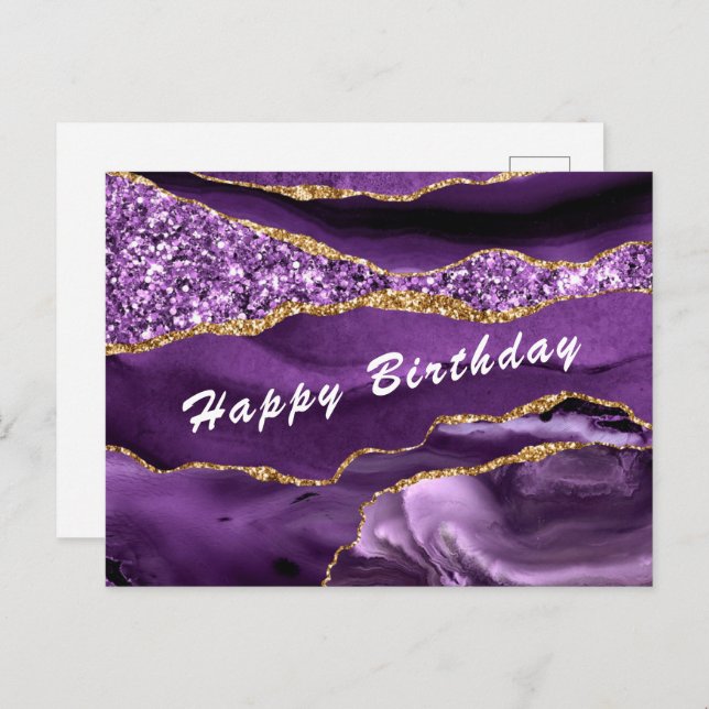 Carte d'anniversaire Agate Violet violet Parties s (Devant / Derrière)