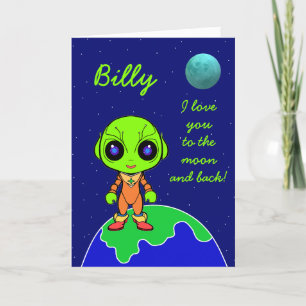 Carte d'anniversaire Alien avec nom par Jo Images