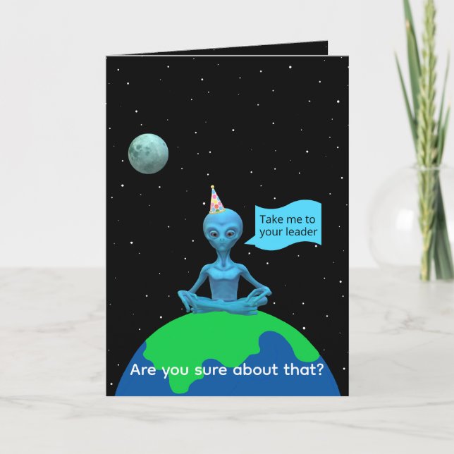 Carte d'anniversaire Alien de satire par Jo Images (Devant)