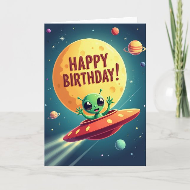 Carte d'anniversaire Alien Voyager (Devant)