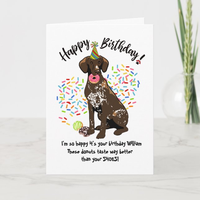 Carte d'Anniversaire Allemande courte Haired Point (Devant)