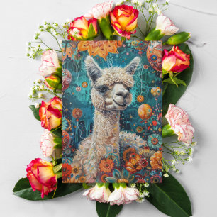 Carte d'Anniversaire Alpaca Whimsical