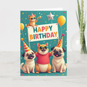 Carte d'anniversaire amis dessins animés