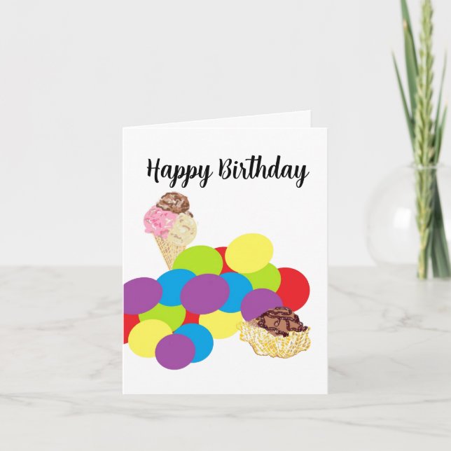 Carte d'anniversaire : Amour pour la crème glacée (Devant)